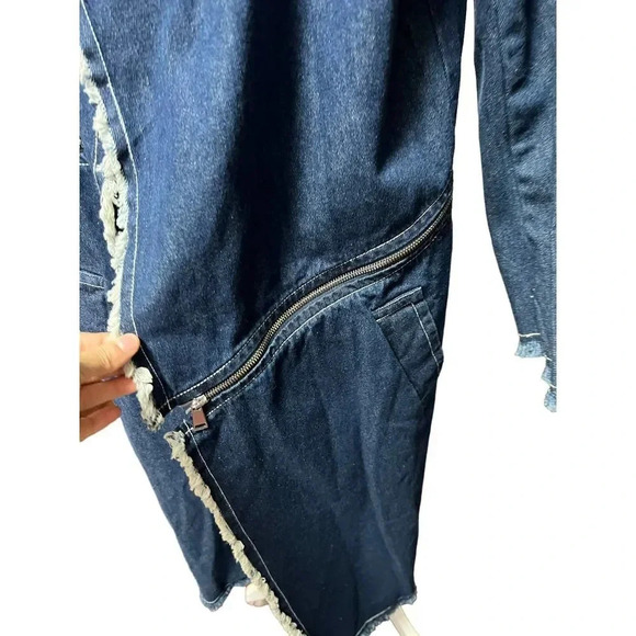 Rumere Paneled Frayed Denim Trench Coat - Picture 3 of 6
